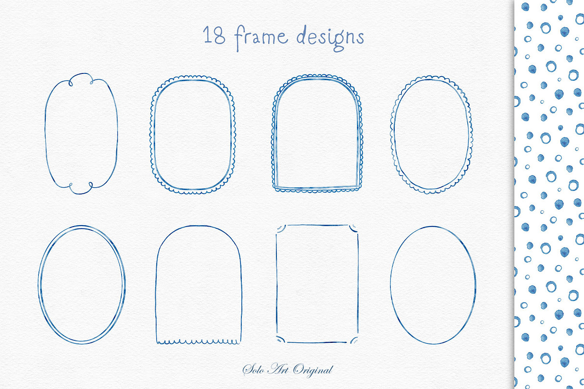 Watercolor Blue Frames Borders, an Object Graphic by Solo Art Original (Photo 3 of 15)