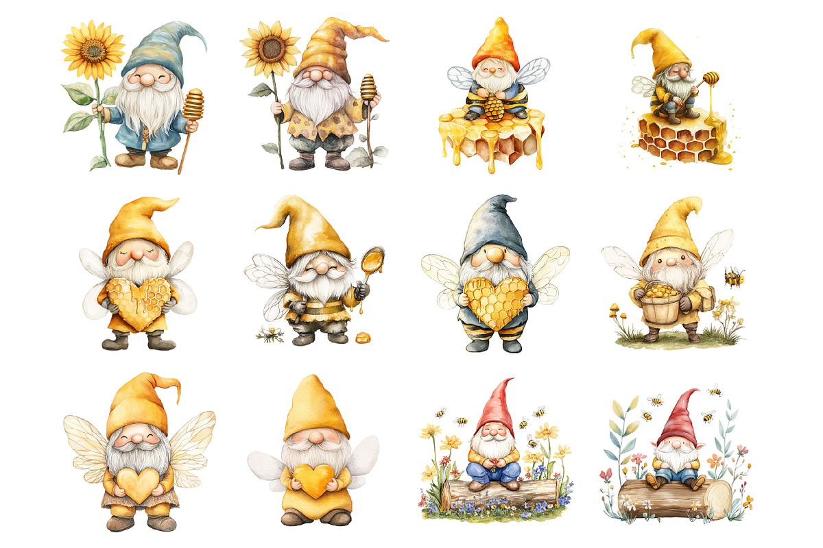 Honey Bee Gnome Clipart, an Illustration by Design Market (Photo 2 of 3)