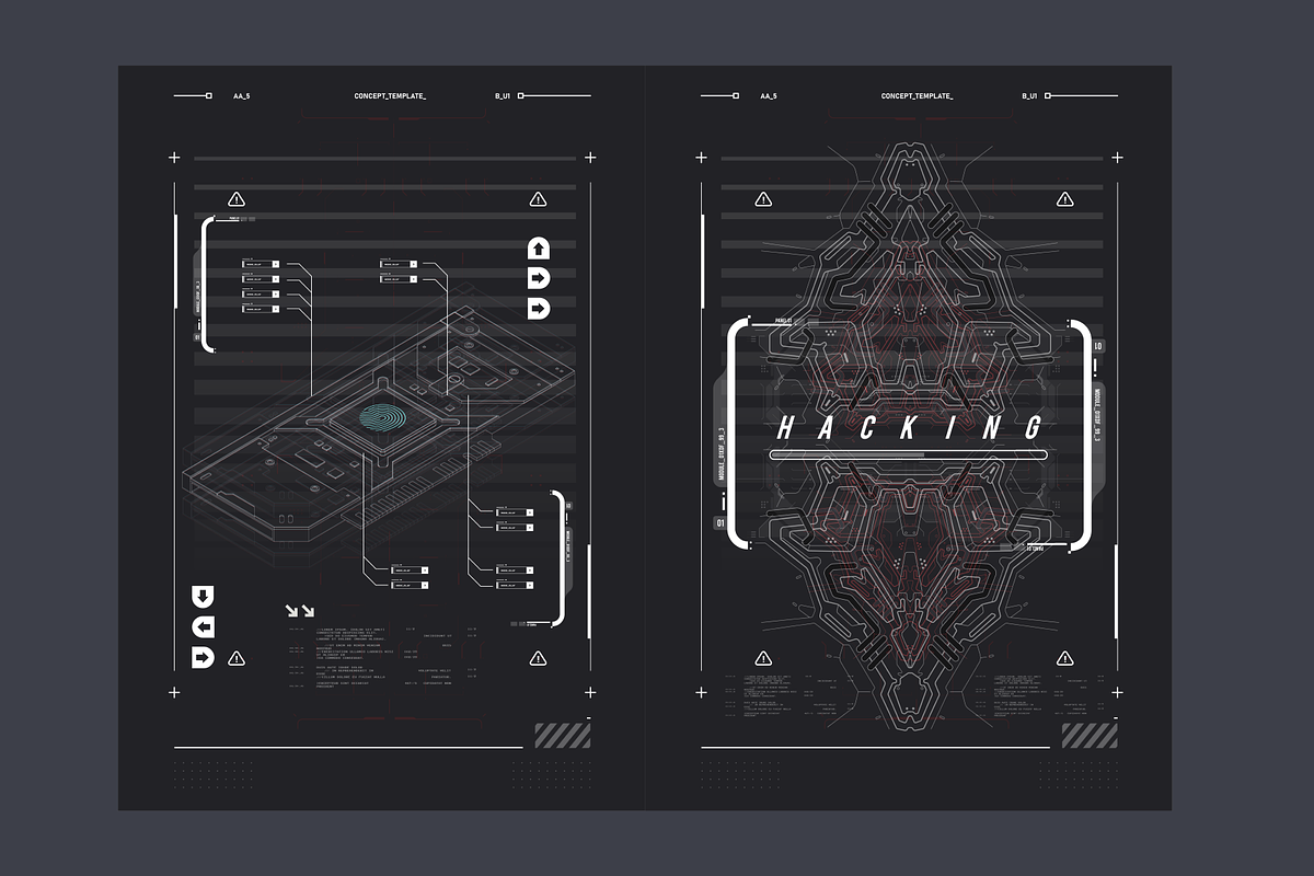 Hud Futuristic Posters Templates, a Technology Illustration by Andrew_Derr (Photo 5 of 5)