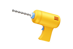 Drill machine 3d icon rendering, an Object Illustration by fahad121