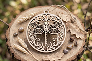 Dragonfly Floral Wooden Ornament, an Object Graphic by Libby Wishes (Thumbnail 3 of 3)
