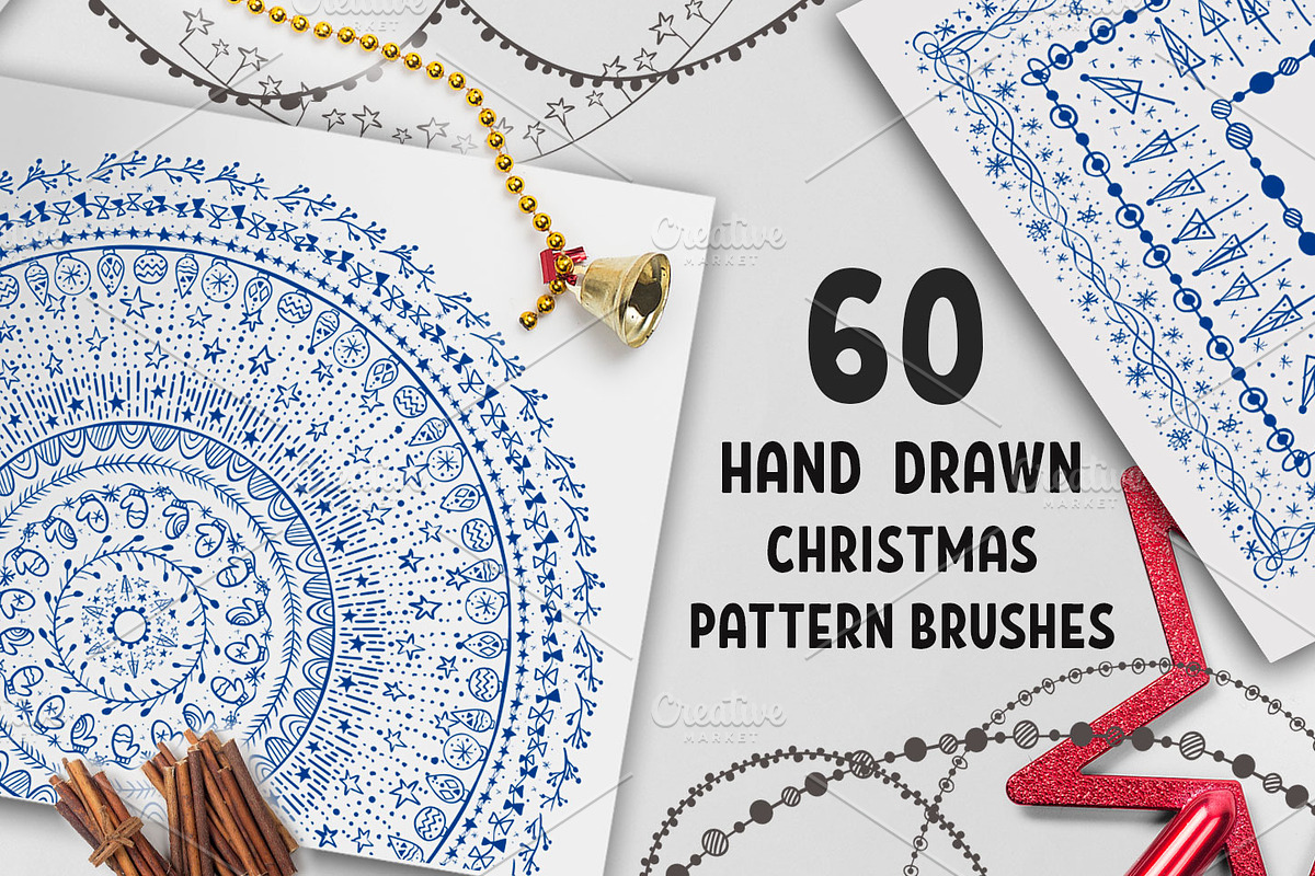 60 Christmas Pattern Brushes, a Brush Add-On by Mallinka (Photo 1 of 10)