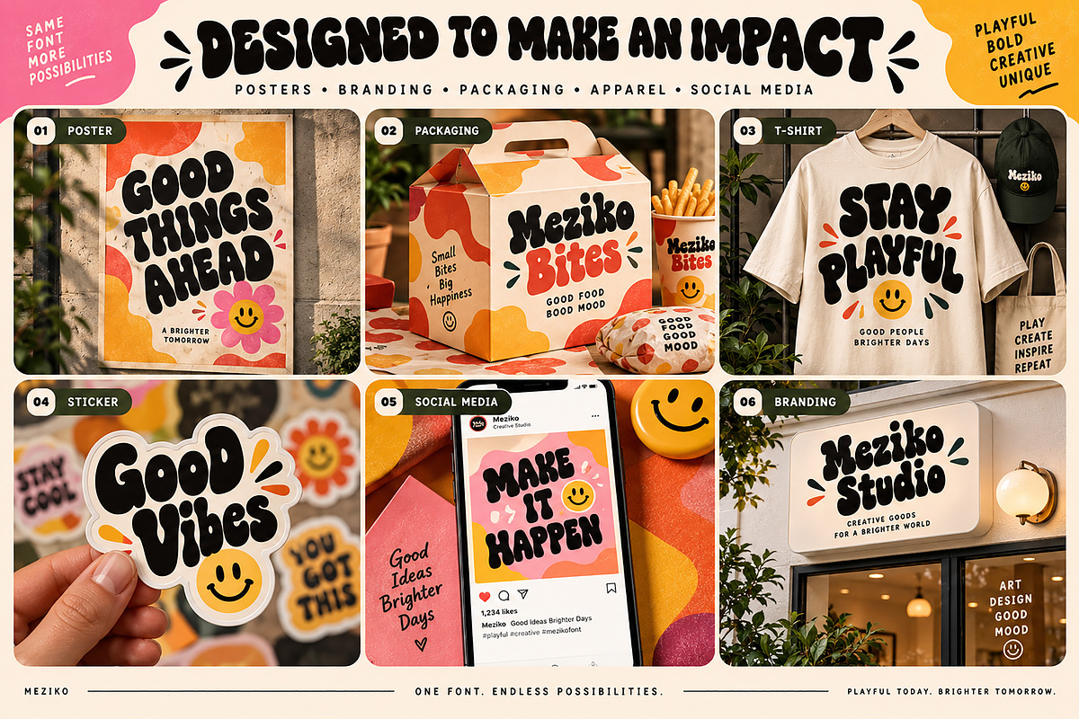 Meziko – Bold Playful Display Font, a Script Font by Wow Magic (Photo 2 of 5)