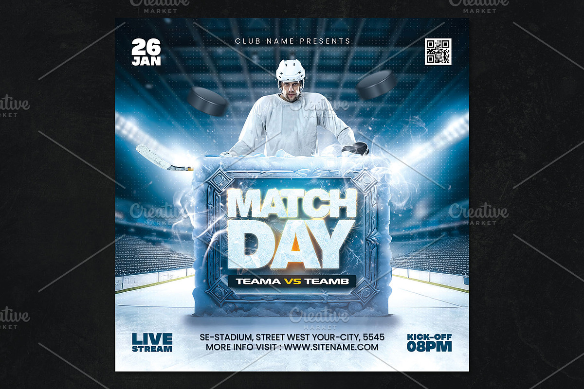 3 Hockey Flyer Template, a Flyer Template by Tarommir (Photo 2 of 7)
