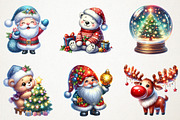 Cute Christmas Watercolor Clipart, an Illustration by RobertsArt (Thumbnail 6 of 7)