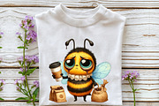 Funny Watercolor Quirky Bees Clipart, an Illustration by Rose Art (Thumbnail 4 of 7)