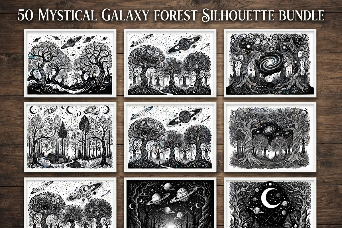 50 Mystical Galaxy Forest Silhouette, a Technology Illustration by Amazin_art (Photo 1 of 41)