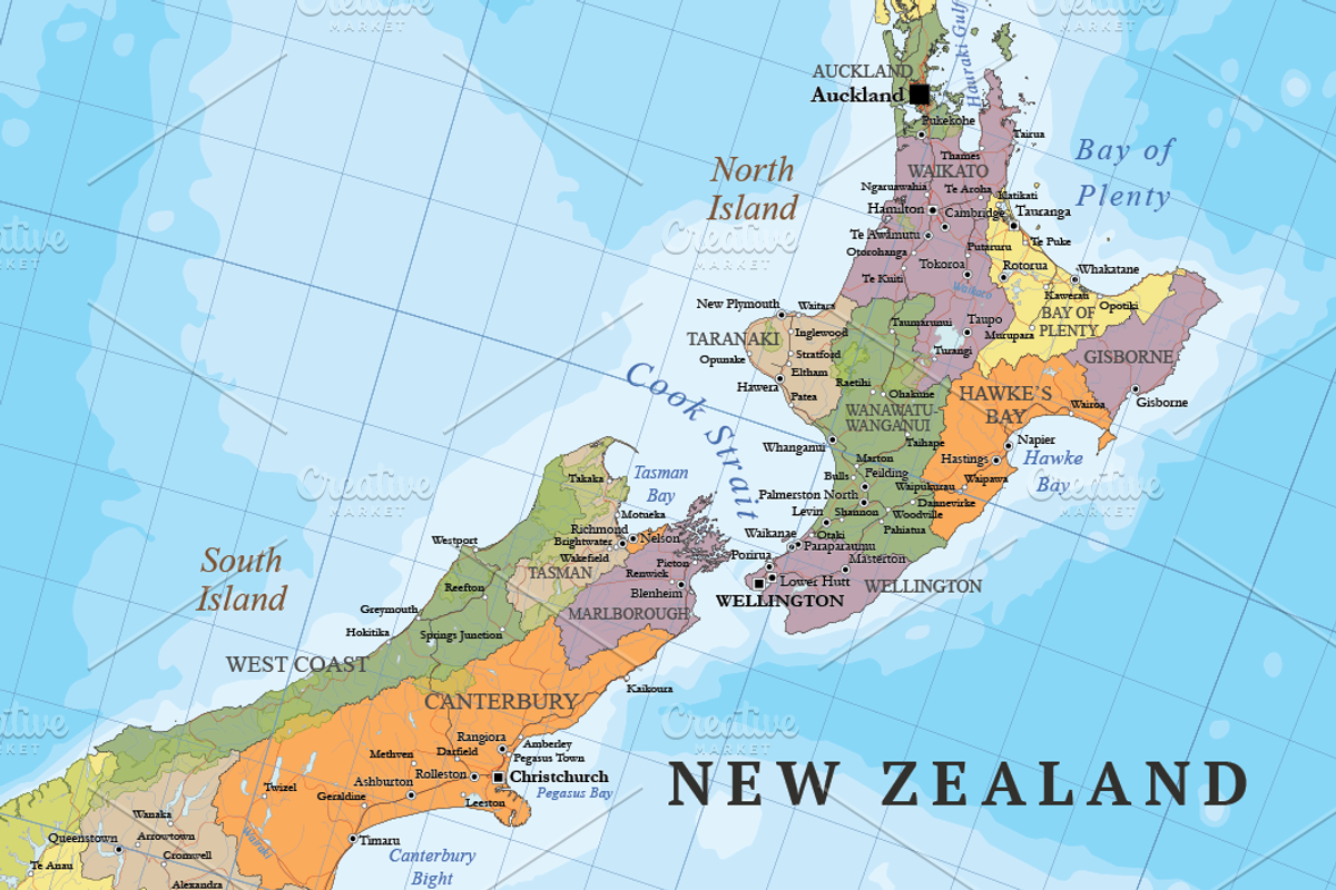 Australia and New Zealand map, a Work Illustration by Cartorical (Photo 8 of 8)
