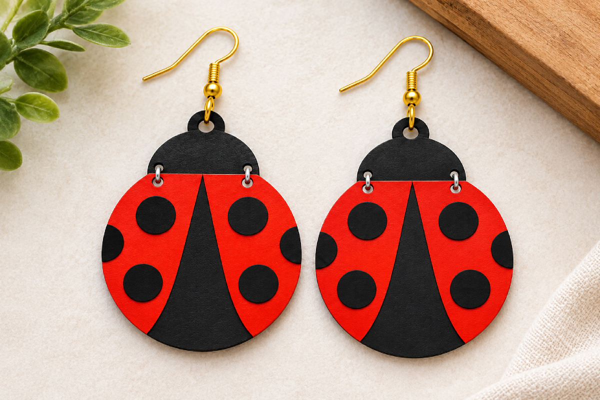 Ladybug Earrings Laser Cut SVG, an Object Graphic by Canvas Craft (Photo 3 of 3)