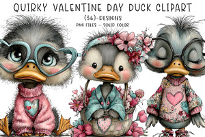 quirky valentine day duck clipart, an Illustration by CreationArt