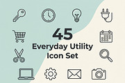 44 Everyday Utility Icon Set, an Outline Icon by adenpinkstore (Thumbnail 1 of 20)