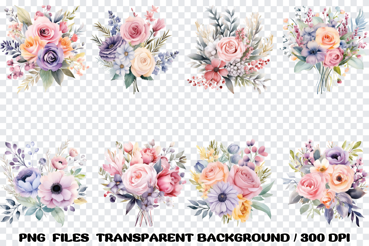 Pastel Flowers Watercolor Clipart, an Illustration by SindyPrintDesign (Photo 3 of 3)