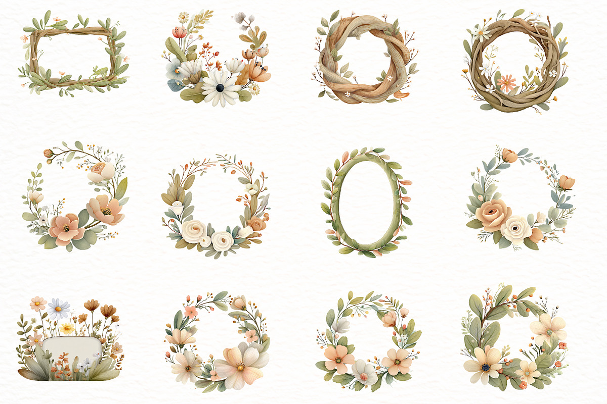 Hand-Drawn Spring Frames Clipart, an Illustration by Designworld (Photo 2 of 7)
