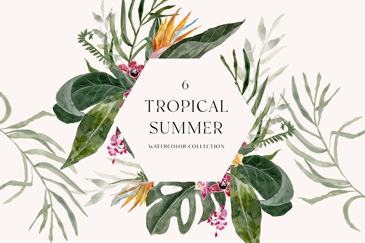 TROPICAL SUMMER- Exotic flora set, a Decorative Illustration by Grace Noboa Illustrations (Photo 6 of 10)