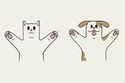 cute dog and cat paws up, an Animal Illustration by Judsart (Thumbnail 1 of 3)