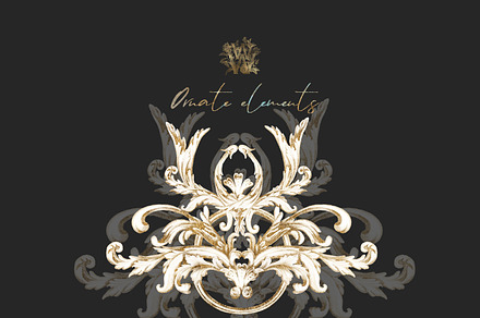 Gold foil vignette ornament clip art, a Decorative Illustration by WonderWonder