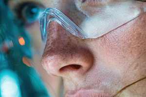 Woman Wearing Safety Glasses Futuris, a Photo by Pixeness Studio
