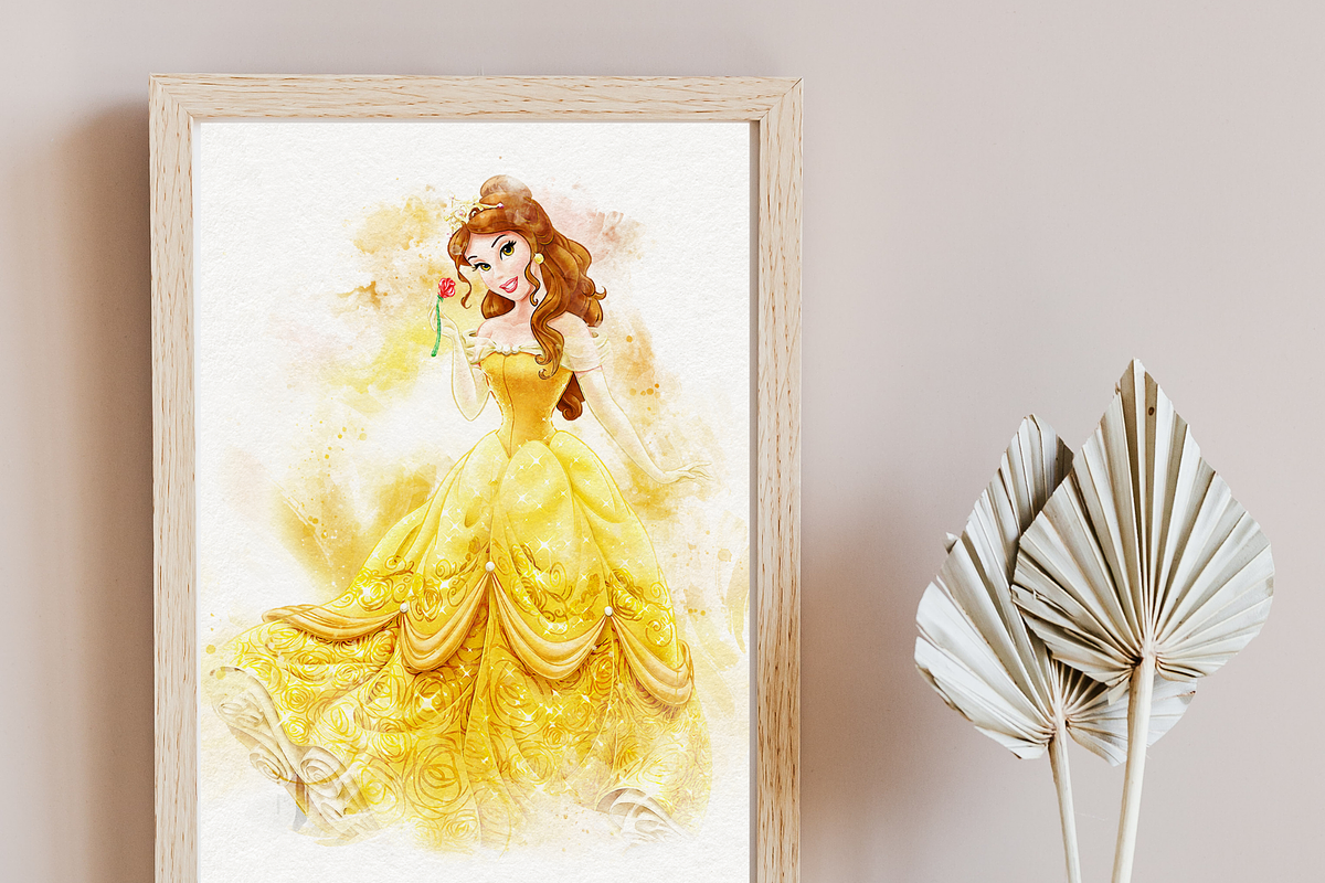 Princess Belle Watercolor Art, a Person Illustration by Designbudy (Photo 7 of 12)