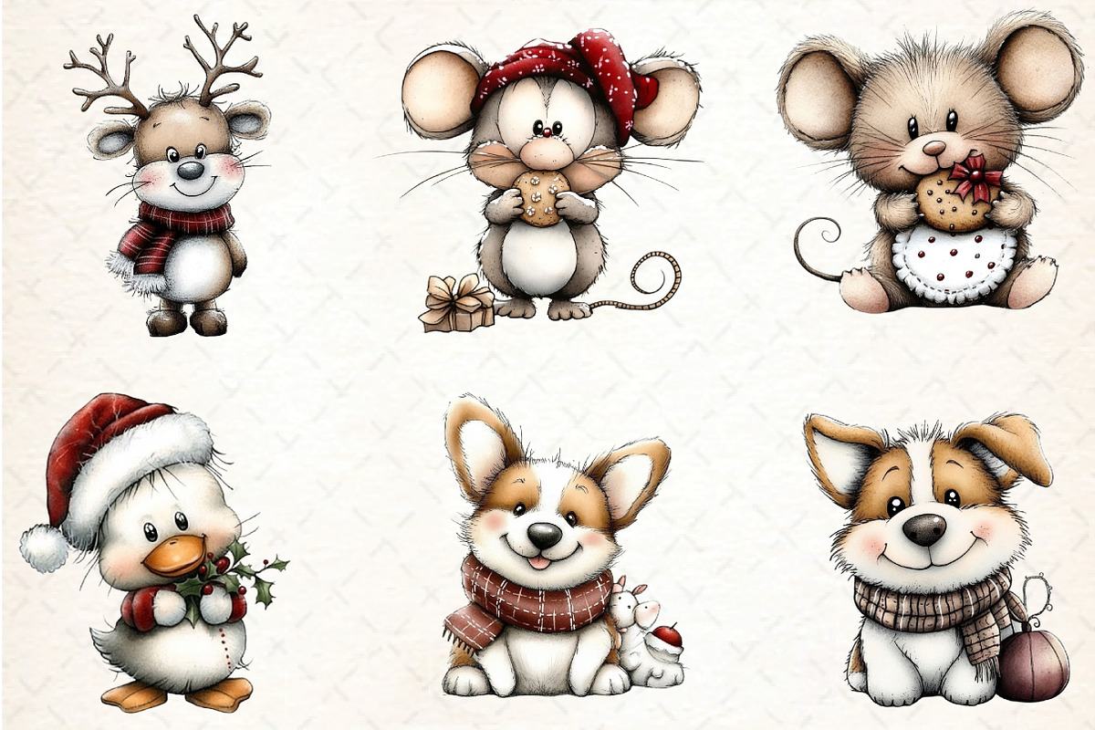 Whimsical Christmas Clipart Bundle, an Illustration by DreamCafeArt (Photo 3 of 8)