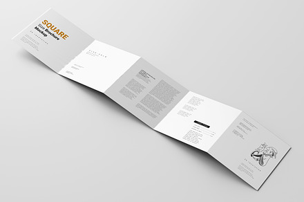 Five Fold Square Brochure Mockups, an Advertising Mockup by MockupFree.Net
