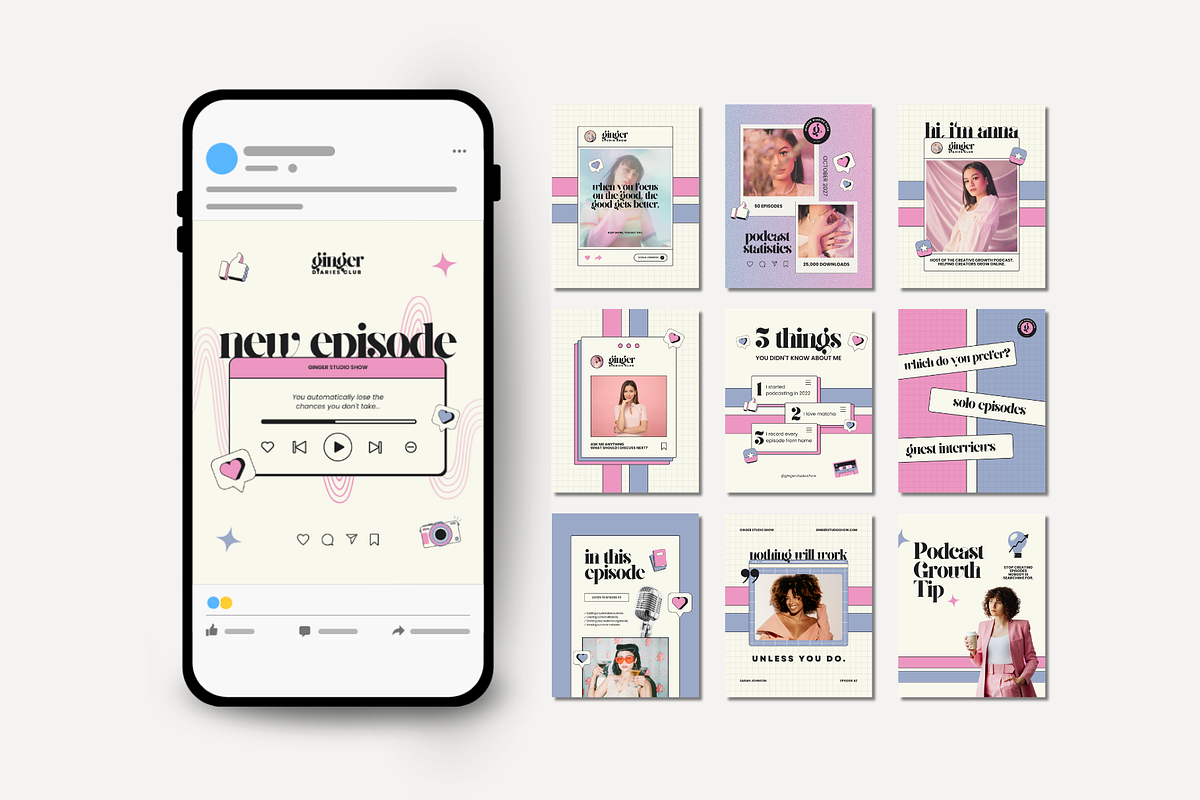 Podcast Instagram Templates, a Social Media Template by Anna Design Studio (Photo 5 of 11)