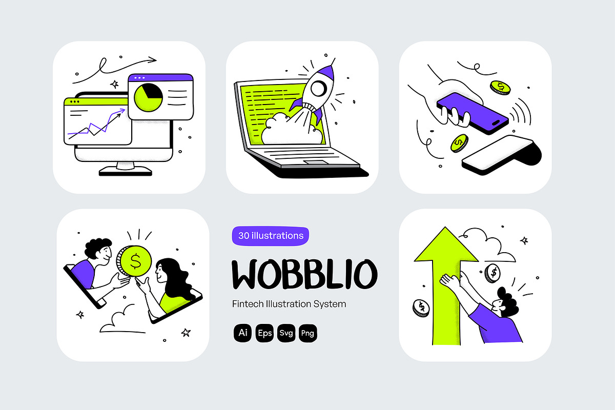 Trendy Fintech Wobbly Illustration, a Finance Illustration by Creative Graphics (Photo 1 of 7)