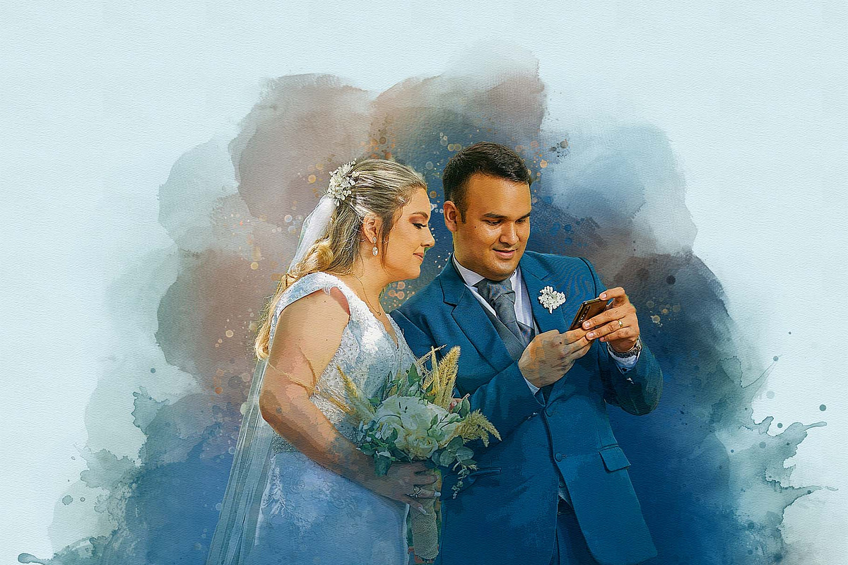 Wedding Watercolor Portrait Action, an Action Add-On by MRI STUDIO (Photo 3 of 12)