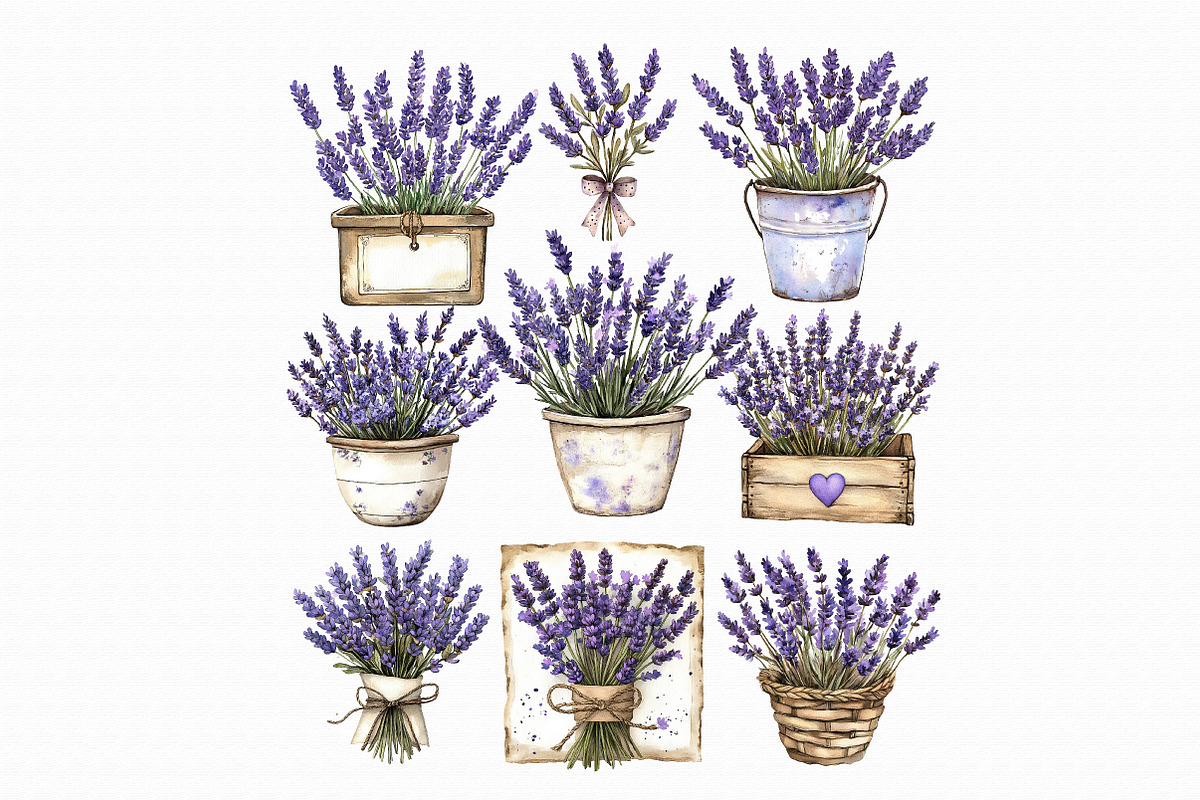 Watercolor Lavender Bouquet Clipart, an Illustration by Libby Wishes (Photo 2 of 4)