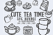 Cute Tea Time SVG Illustrations, a Food Illustration by HalieKStudio (Thumbnail 1 of 9)