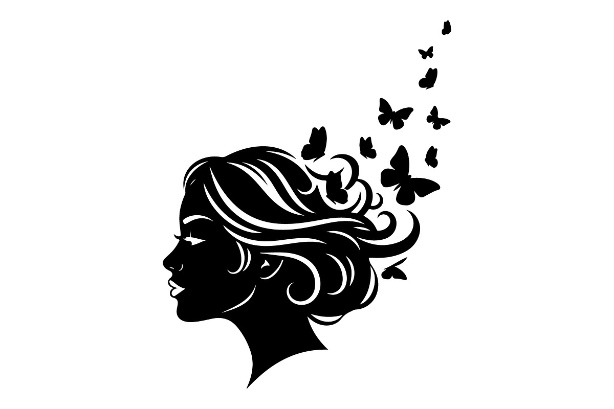 Woman Butterfly Hair Silhouette, an Object Illustration by yasushie (Photo 2 of 31)