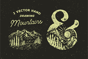 2 Vector Hand Drawing Mountains
