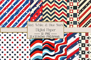 Red, White, & Blue Stars Pattern Pap, a Texture Illustration by DreamPrint404 (Thumbnail 1 of 3)