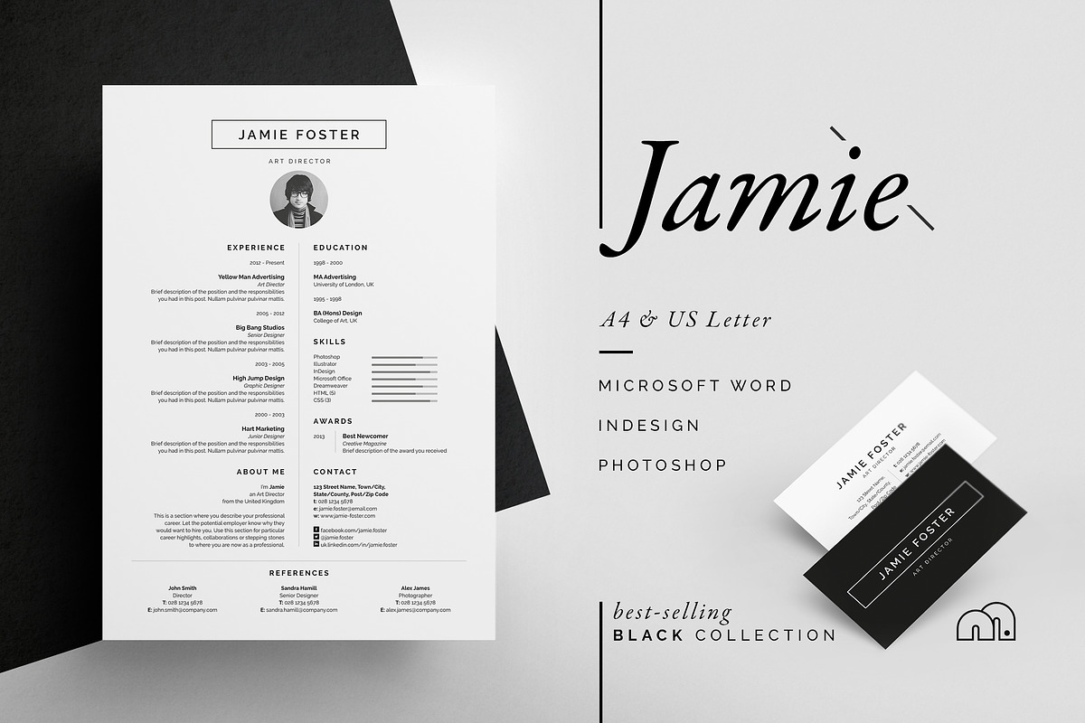 Resume/CV - Jamie, a Resume Template by bilmaw creative (Photo 1 of 3)