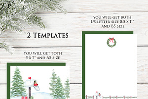 Christmas Mail Watercolor Clip Art