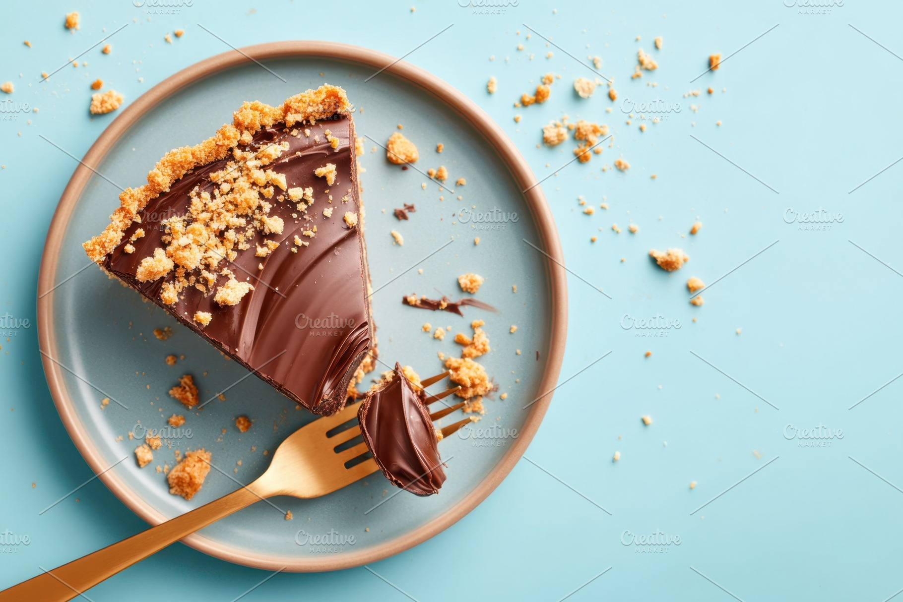 Chocolate Pie Slice with Crumbly Crust, a Food & Drink Photo by AlyaAnd