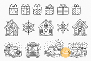 Christmas Line Art Bundle Clipart, a Seasonal Illustration by Pretty Meerkat (Thumbnail 4 of 7)
