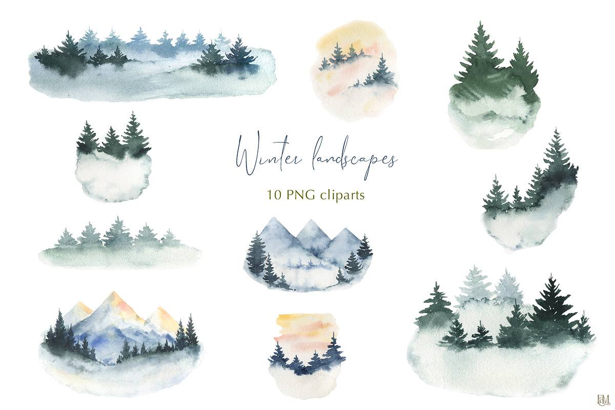 Winter is coming. Watercolor clipart, an Illustration by Elena Medvedeva (Photo 3 of 8)