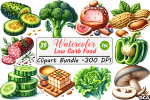 Low Carb Food Clipart Bundle, an Illustration by DreamCafeArt