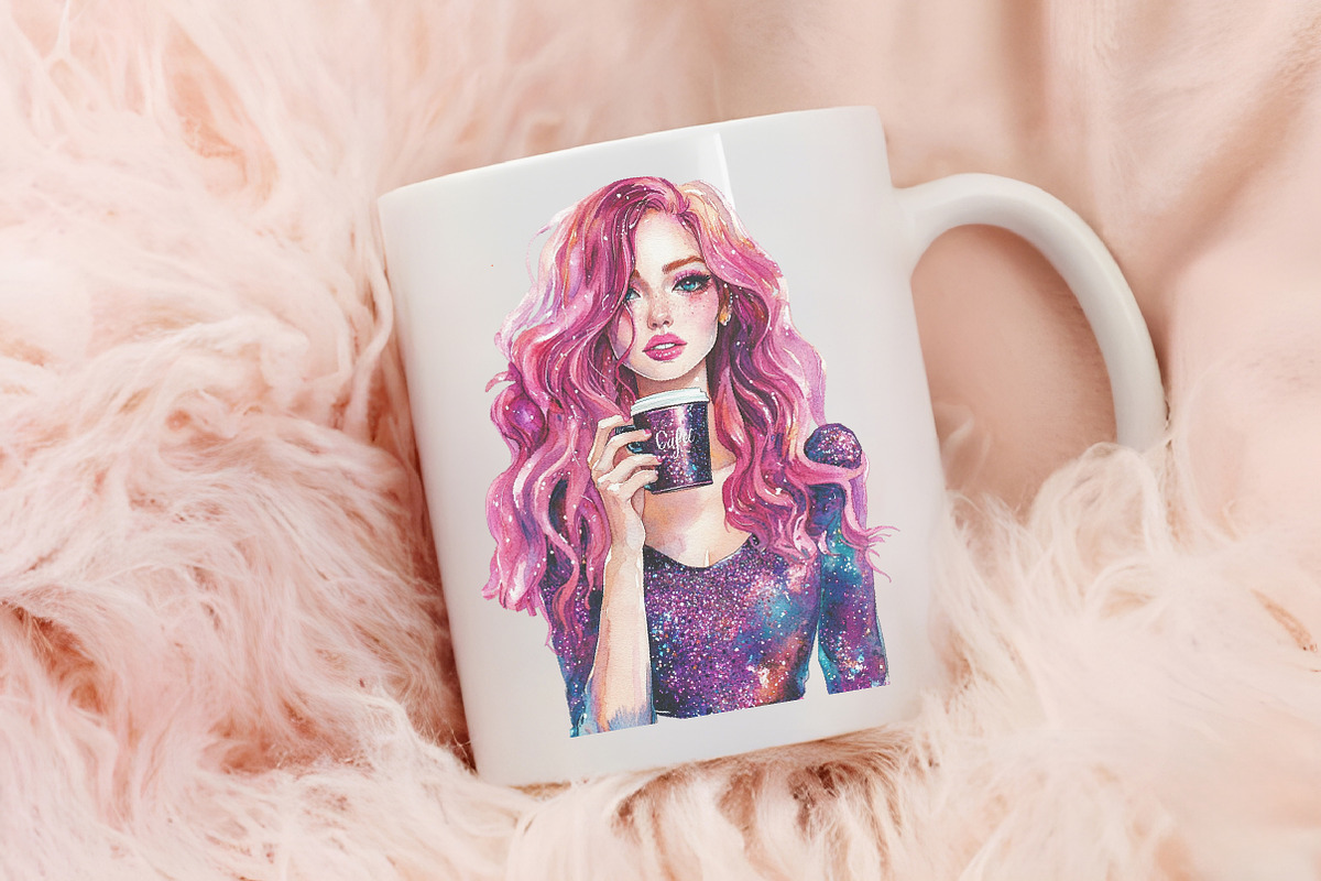 Glitter Pink Girl Sublimation Clipar, an Illustration by RobertsArt (Photo 4 of 7)