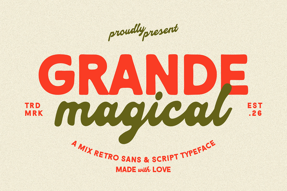 Grande Magical Charming Retro, a Sans Serif Font by Heinzel Std (Photo 1 of 14)