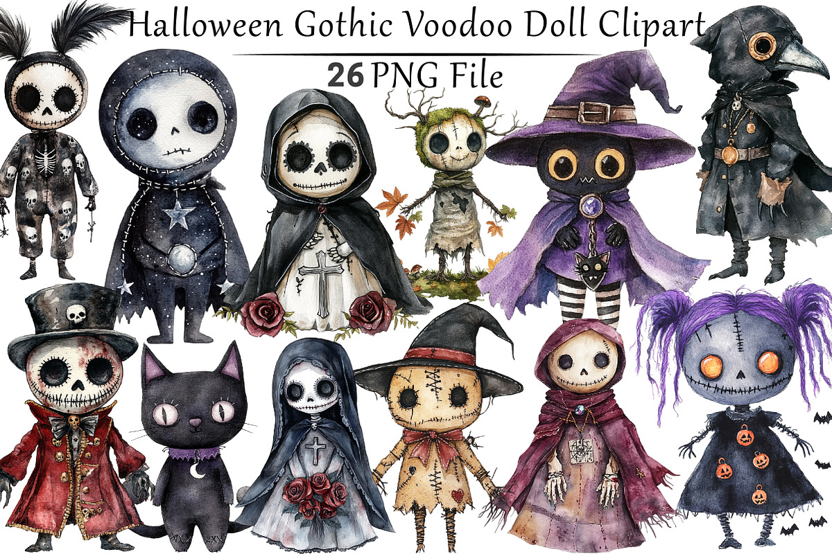 Halloween Gothic Voodoo Doll Clipart, a Seasonal Illustration by CitraGraphics (Photo 1 of 7)