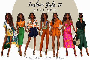 Fashion Girls 47 - Dark Skin Clipart