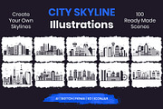 100 City Skyline Vector Illustration, a Transportation Illustration by Brickclay (Thumbnail 1 of 5)