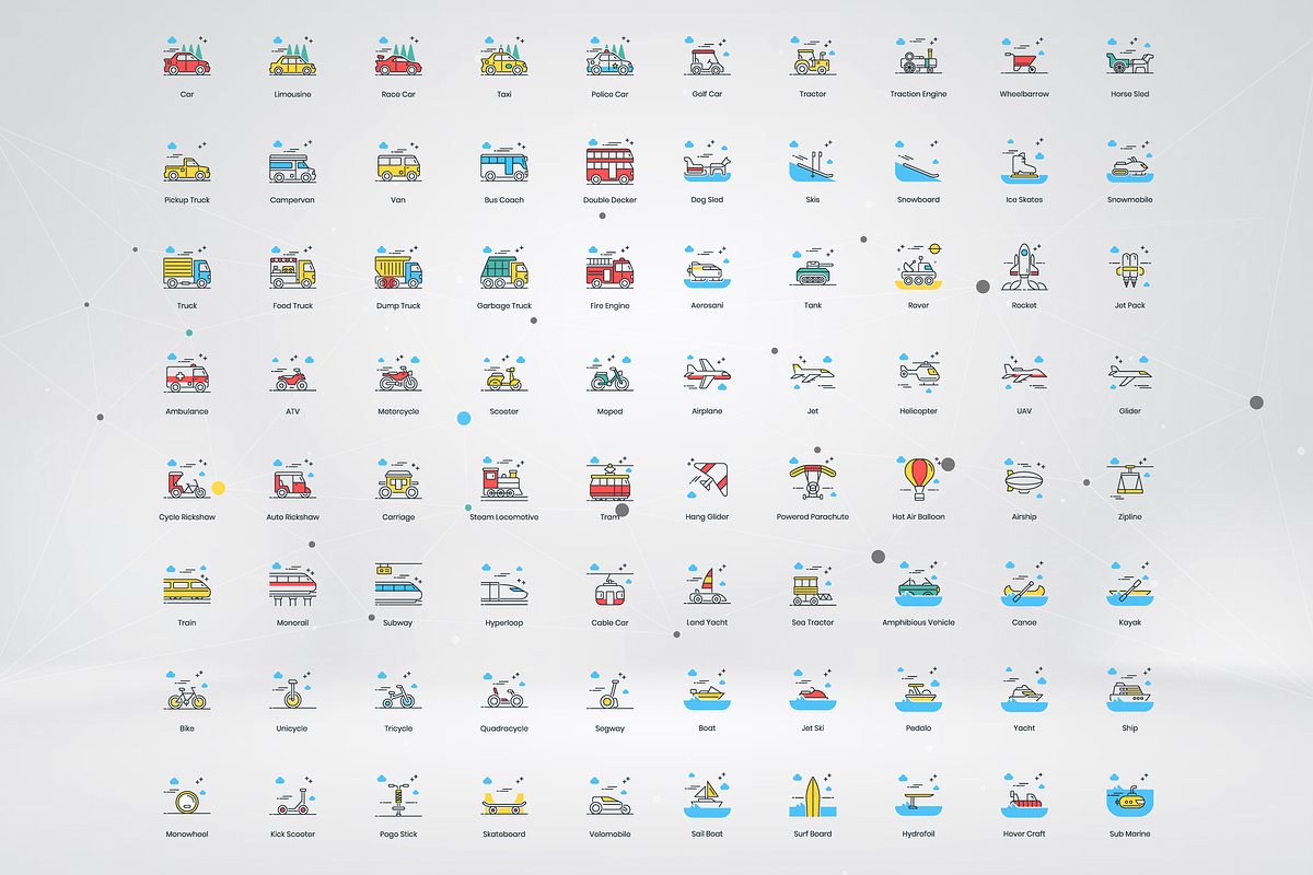 80 Transportation Modern Icons, an Outline Icon by Flat Icons (Photo 4 of 7)