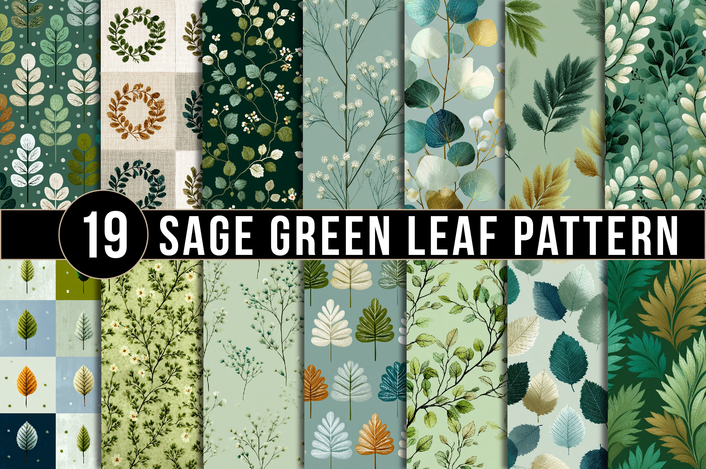 Sage Green Leaf Pattern, a Pattern Graphic by DreamArtGraphic