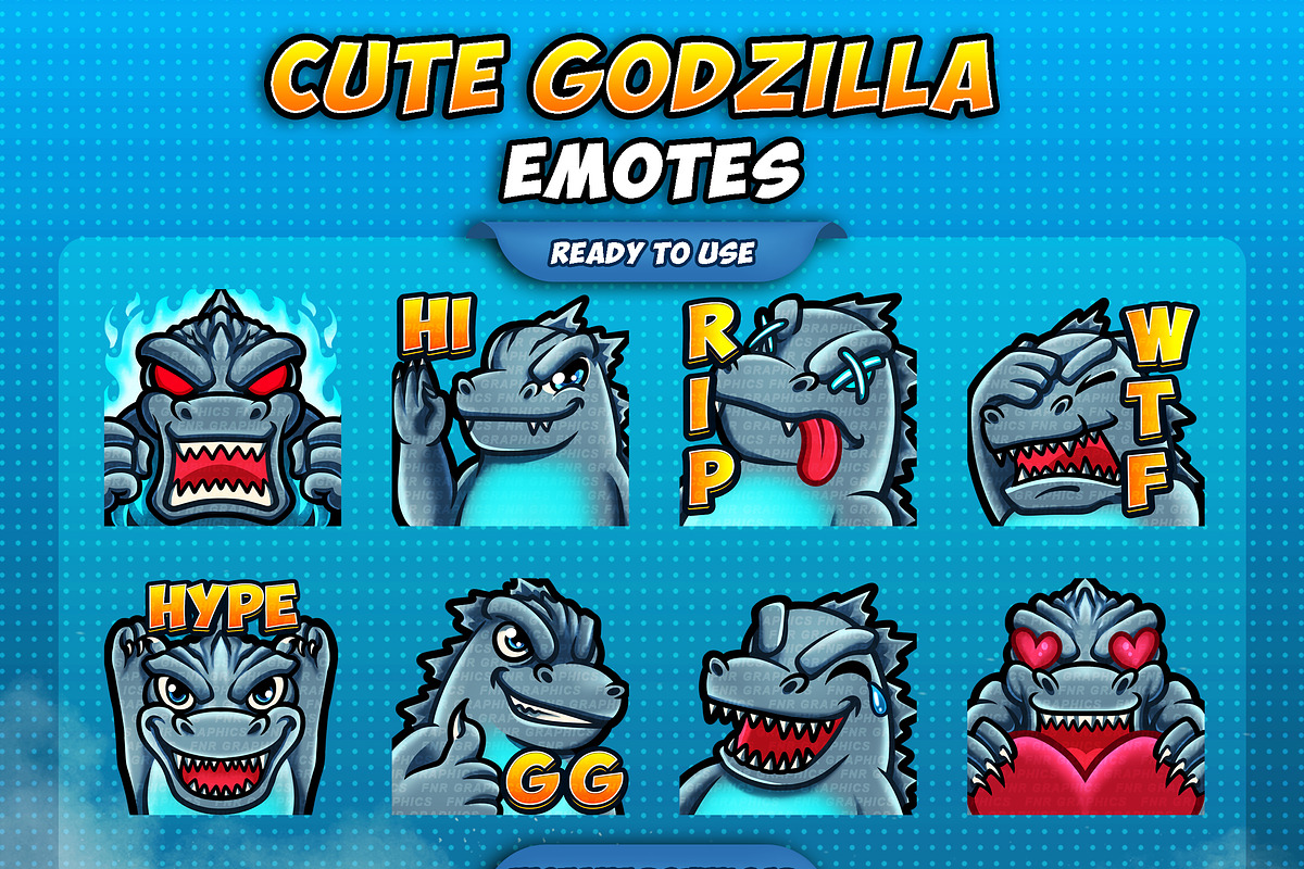 Cute Godzilla Twitch Emotes, an Illustration by FNR Graphics (Photo 1 of 5)