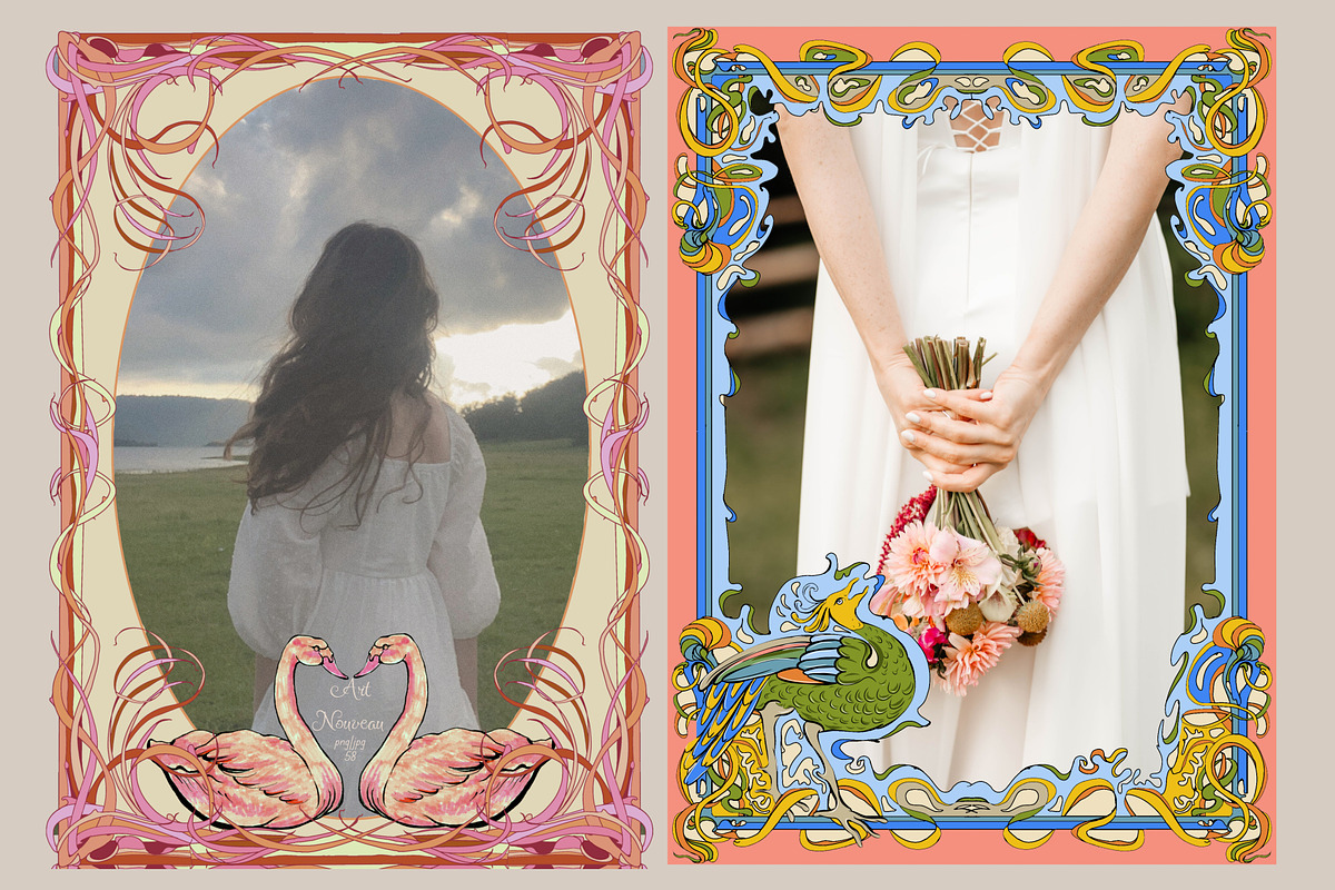 Art Nouveau elements, frames Png, a Decorative Illustration by Anada Arty (Photo 1 of 13)