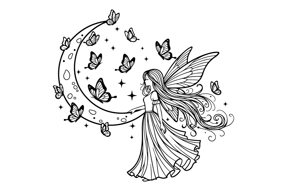 Fairy Moon Butterfly Silhouette, an Object Illustration by Gaye Art (Photo 3 of 31)