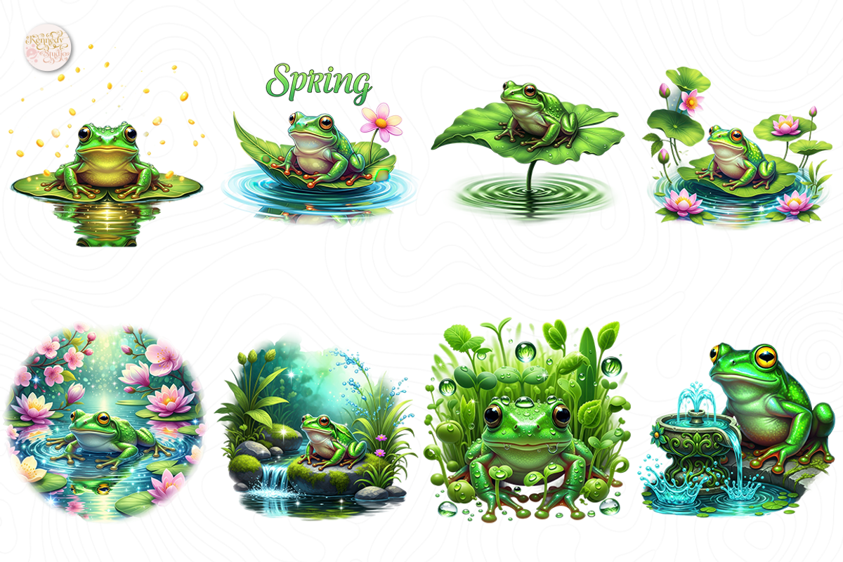Froggy Spring Clipart PNG Cute Frog, an Animal Illustration by KennedyStudio (Photo 2 of 4)