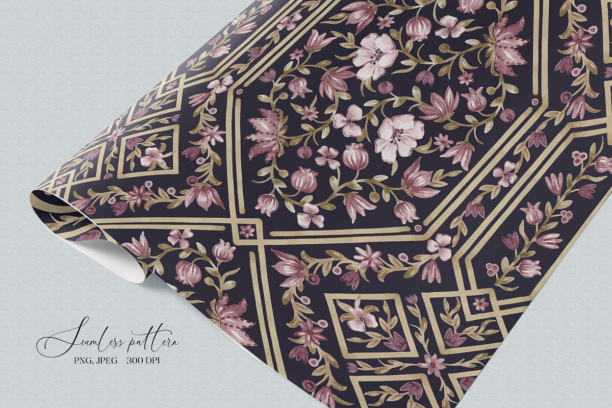 Vintage Floral Trellis Pattern, a Pattern Graphic by SirenaArt (Photo 16 of 17)